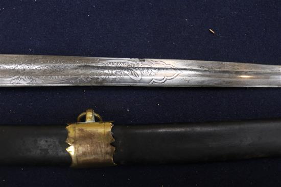 A 19th century naval officers dirk, with engraved blade